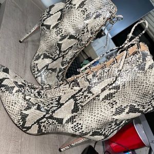 Snake Skin Lace Up Booties